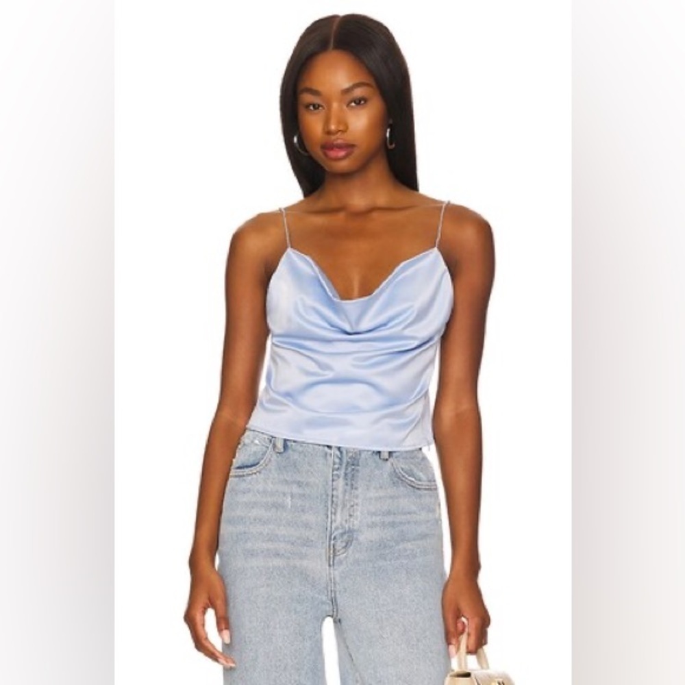 superdown tory beaded strap draped neck cami tank